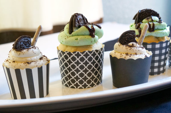 Case of Midnight Black Vertical Stripes Bake-In-Cups-  1200 Large