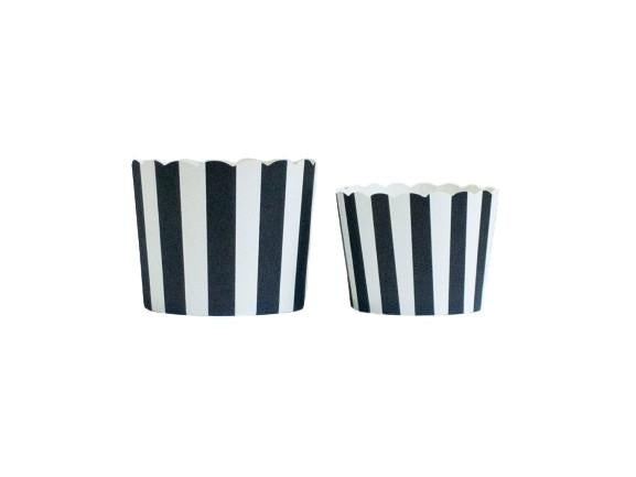 Case of Midnight Black Vertical Stripes Bake-In-Cups-  1200 Large
