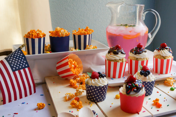 50 Large Red Vertical Stripes Bake-In-Cups (standard size)