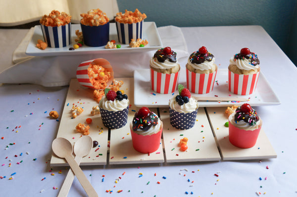 50 Large Red Vertical Stripes Bake-In-Cups (standard size)