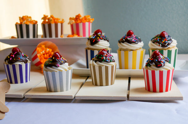 50 Large Red Vertical Stripes Bake-In-Cups (standard size)