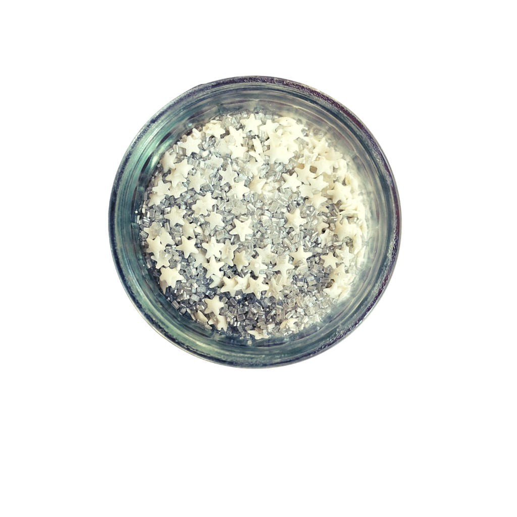 Silver Sugar Sprinkles with White Stars (3 oz)