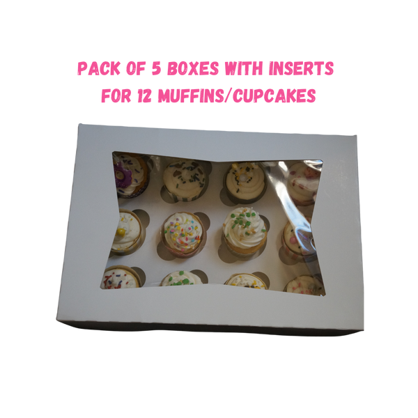 Cupcake Box for 12 (pack of 5 box and insert)