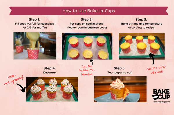 50 Large Pink Polka Dots Bake-In-Cups (standard size)