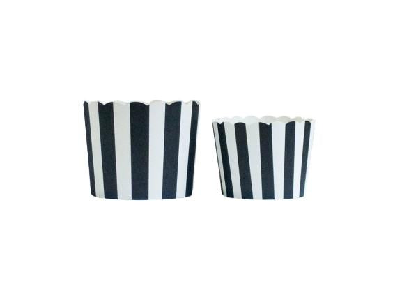 Case of Midnight Black Vertical Stripes Bake-In-Cups-  1200 Large/1440 Small