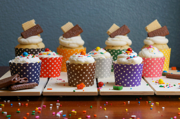 60 Small Chocolate Brown Polka Dots Bake-In-Cups (mini)