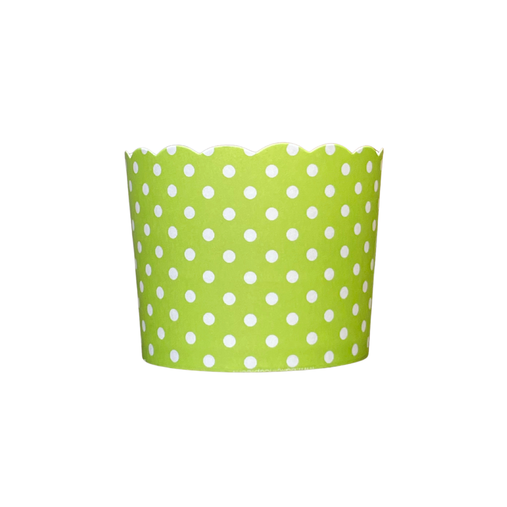 Case of Lime Green Polka Dots Bake-In-Cups-   1200 Large/ 1440 Small Cups