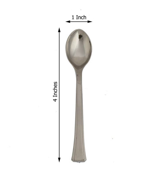 50 Mini Silver 4” Spoons (disposable)