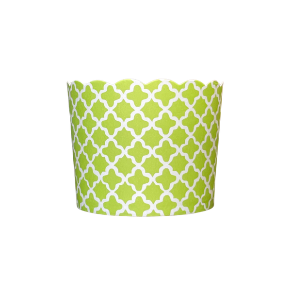 Case of Lime Green Quadrafoil Bake-In-Cups-   1200 Large/ 1440 Small Cups