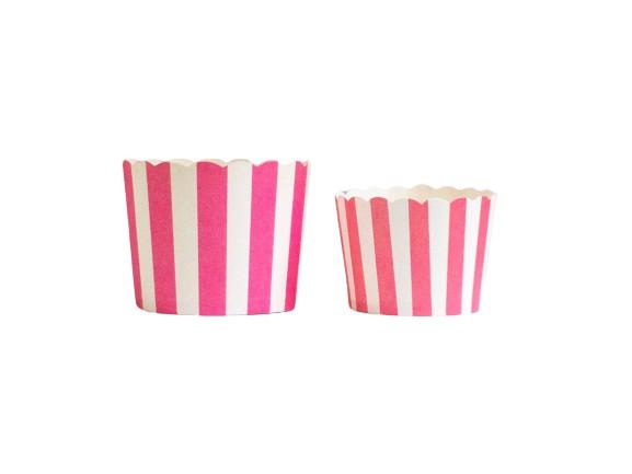 50 Large Pink Vertical Stripes Bake-In-Cups (standard size)
