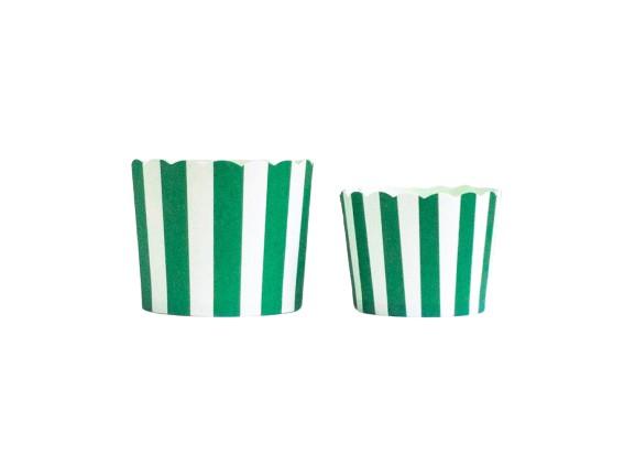 50 Large Green Vertical Stripes Bake-In-Cups (standard size)
