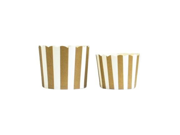 60 Small Gold  Vertical Stripes Bake-In-Cups (mini)
