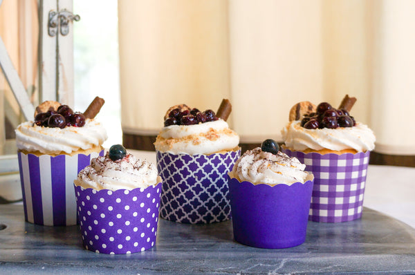 Case of Plum Purple Polka Dots Bake-In-Cups-  1200 Large/1440 Small