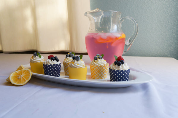 Case of Lemon Yellow Polka Dots Bake-In-Cups-  1200 Large/1440 Small