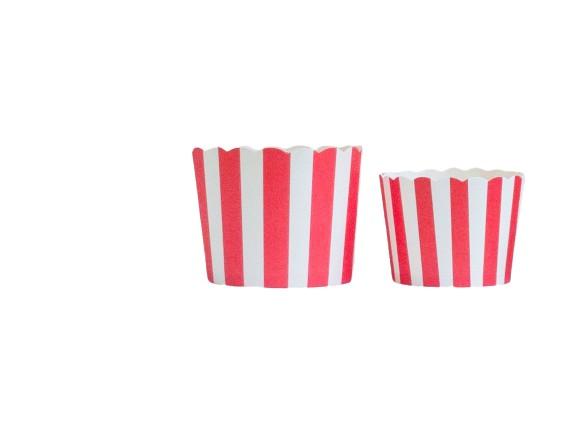 Case of Red Vertical Stripes Bake-In-Cups-  1200 Large/1440 Small