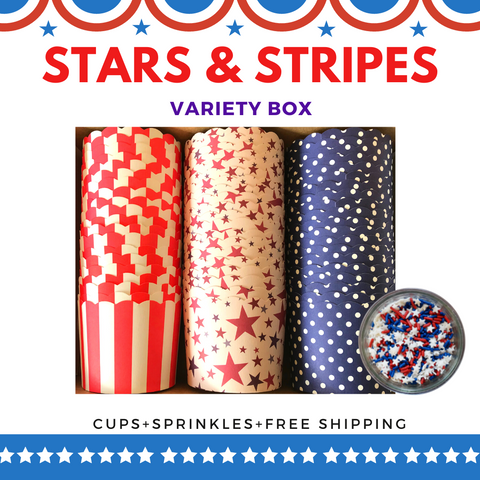 "Stars &  Stripes" Variety Pack- Shipping Included- 60 Standard Cups + Sprinkles