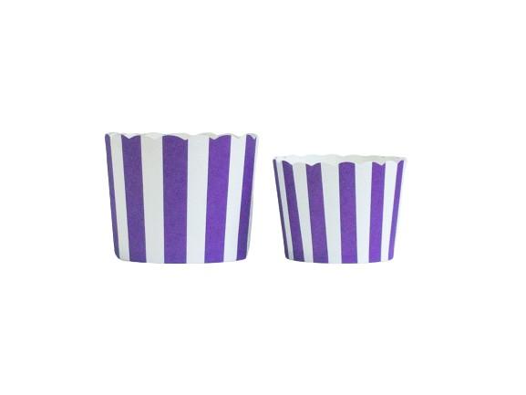 50 Large Plum Purple Vertical Stripes Bake-In-Cups (standard size)