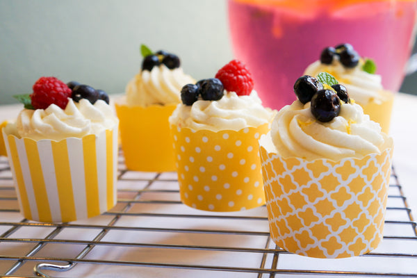 60 Small Lemon Yellow Polka Dots Bake-In-Cups (mini)