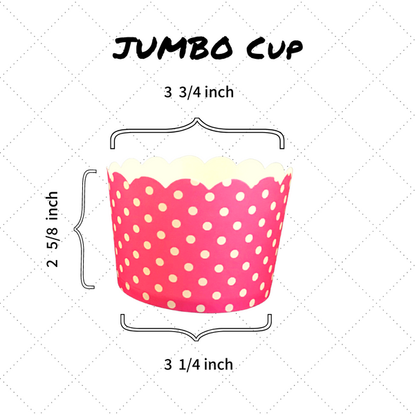 Case of 350 Jumbo Pink Polka Dots Bake-In-Cups