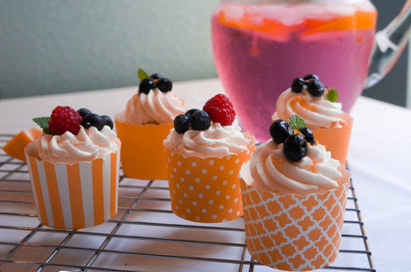 60 Small Orange Polka Dots Bake-In-Cups (mini)