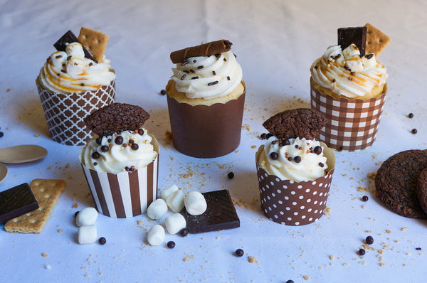 50 Large Chocolate Brown Polka Dots Bake-In-Cups (standard size)