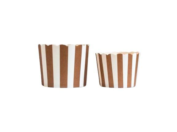 60 Small Chocolate Brown Vertical Stripes Bake-In-Cups (mini)