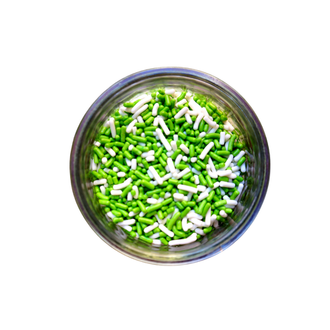 Lime Green and White Sprinkles (3 oz)