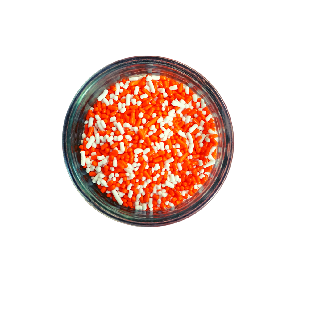 Orange and White Sprinkles (3 oz)