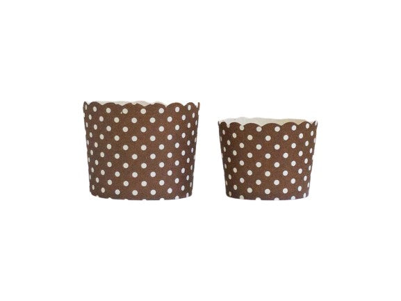 Case of Chocolate Brown Polka Dots Bake-In-Cups-   1200 Large/1440 Small