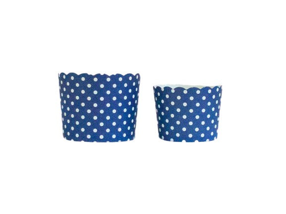 50 Large Navy Blue Polka Dots Bake-In-Cups (standard size)