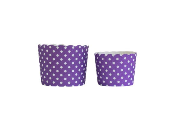 Case of Plum Purple Polka Dots Bake-In-Cups-  1200 Large/1440 Small