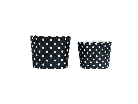 Case of Black Polka Dots Bake-In-Cups-  1200 Large/1440 Small