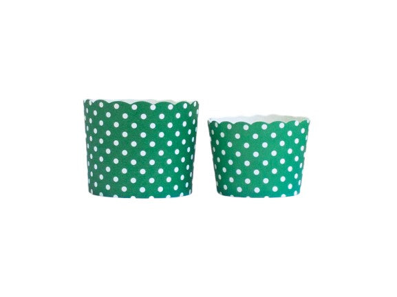 50 Large Green Polka Dots Bake-In-Cups (standard size)