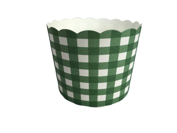 Case of 1200 Large Green Gingham Bake-In-Cups (standard size)