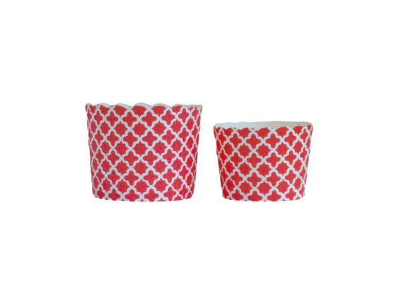 60 Small Red Quadrafoil Bake-In-Cups (mini)