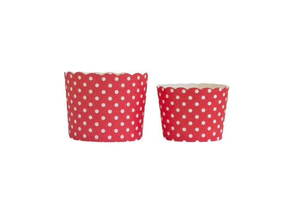 Case of Red Polka Dots Bake-In-Cups-  1200 Large/1440 Small